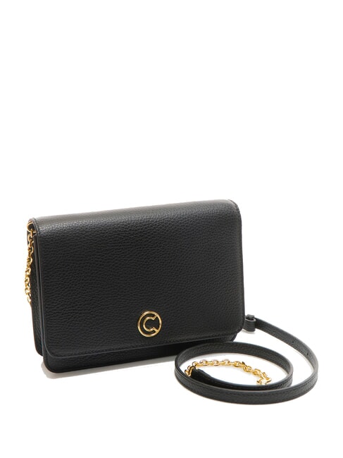 TULIP Borsa in pelle martellata con flap  Nero - Borse Donna