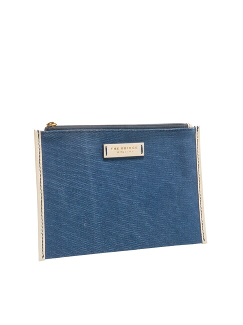ANNA Pochette piatta in canvas blu navy/bianco latte abb. oro - Borse Donna