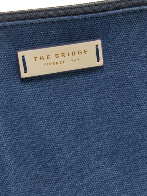 ANNA Pochette piatta in canvas blu navy/bianco latte abb. oro - Borse Donna