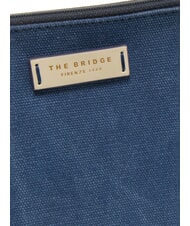 THE BRIDGE ANNA Pochette piatta in canvas blu navy/bianco latte abb. oro - Borse Donna - 3