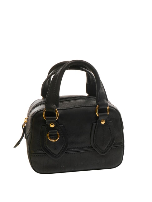 DAPHNE Borsa mini bauletto in pelle con tracolla Nero Oro - Borse Donna