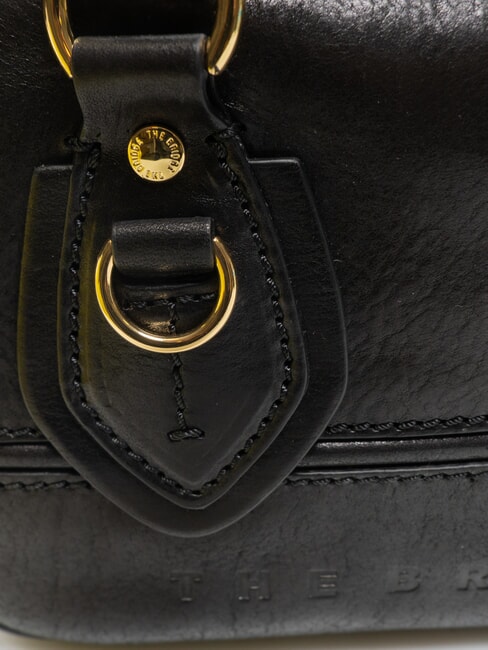 DAPHNE Borsa mini bauletto in pelle con tracolla Nero Oro - Borse Donna