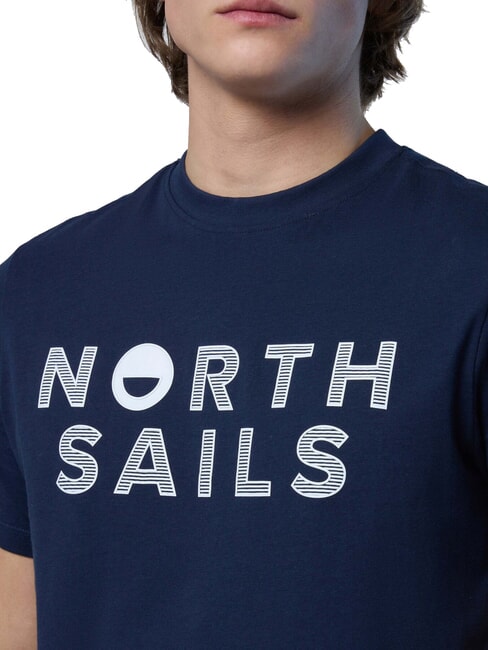 LINE PRINT T-shirt in cotone maxi stampa navy blue - T-shirt Uomo