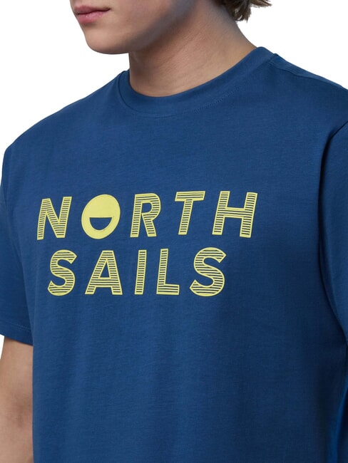 LINE PRINT T-shirt in cotone maxi stampa dark denim - T-shirt Uomo