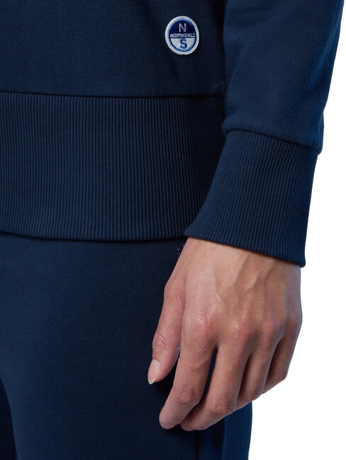 BASIC Felpa girocollo in cotone navy blue - Felpe Donna