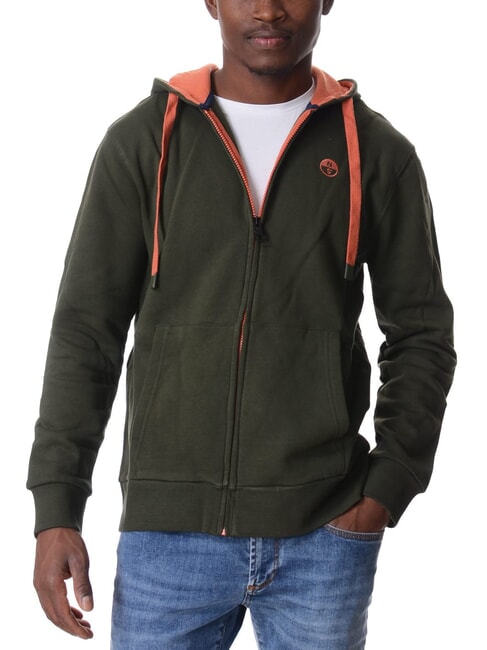LOGO Felpa full zip con cappuccio forest green - Felpe Uomo
