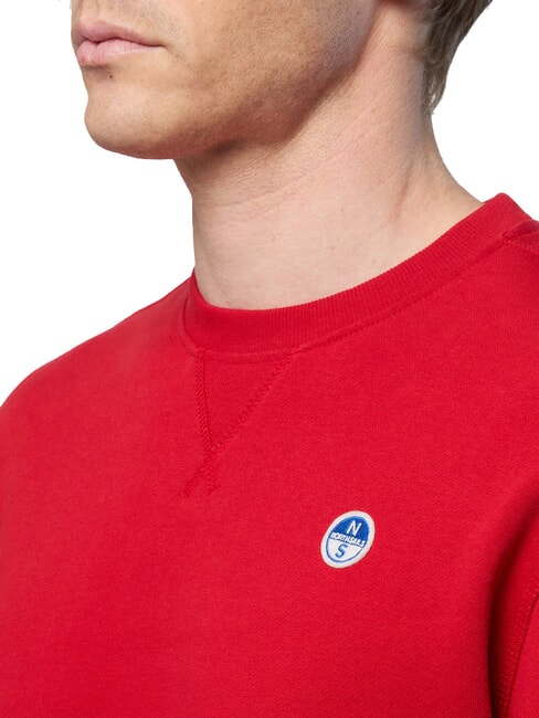 ROUND LOGO Felpa girocollo in cotone red lava - Felpe Uomo