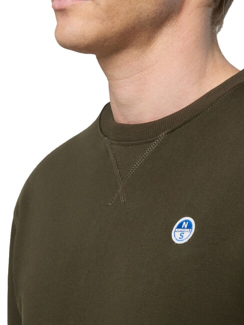 ROUND LOGO Felpa girocollo in cotone forest green - Felpe Uomo