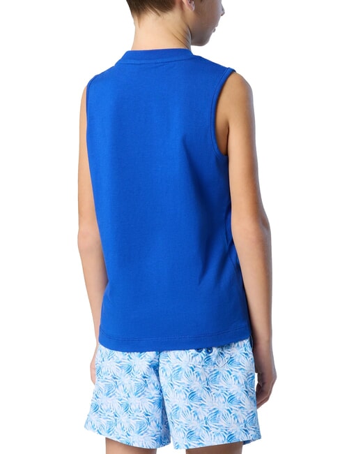 PRINTED KIDS Maglia giromanica in cotone surf blue - T-shirt Bambino