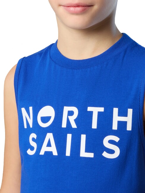 PRINTED KIDS Maglia giromanica in cotone surf blue - T-shirt Bambino