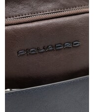 PIQUADRO BLACK SQUARE Borsello zaino monospalla pelle blu/testa di moro - Zaini da lavoro porta PC - 3