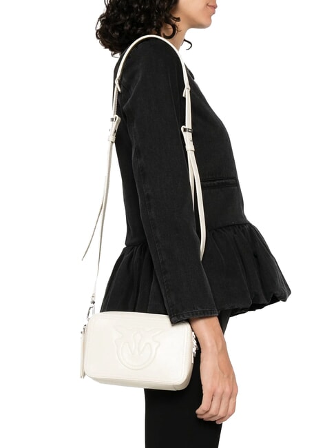 CARRIE Borsa camera case in pelle con logo in rilievo bianco seta-brushed silver - Borse Donna