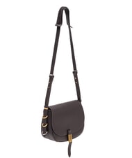 PINKO SADDLE Borsa a tracolla media in pelle con patta marrone moro-mix gal. gold-nik - Borse Donna - 3