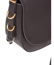 PINKO SADDLE Borsa a tracolla media in pelle con patta marrone moro-mix gal. gold-nik - Borse Donna - 5