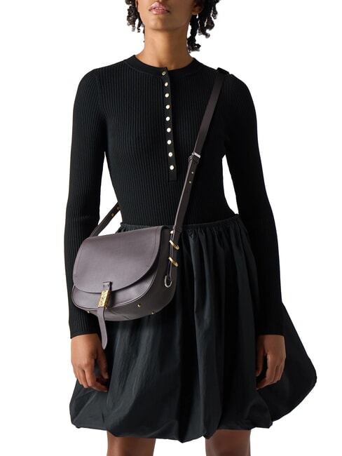 SADDLE Borsa a tracolla media in pelle con patta marrone moro-mix gal. gold-nik - Borse Donna