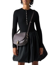 PINKO SADDLE Borsa a tracolla media in pelle con patta marrone moro-mix gal. gold-nik - Borse Donna - 7