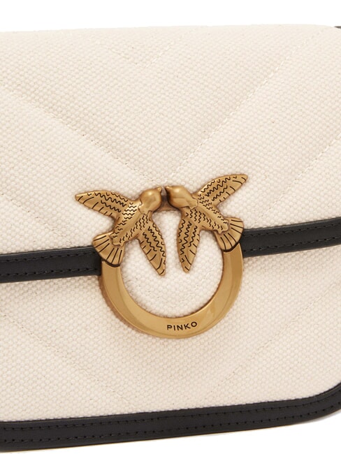 LOVE BOX BAG Borsa mini in canvas a tracolla beige/nero-antique gold - Borse Donna