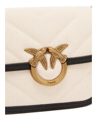 PINKO LOVE BOX BAG Borsa mini in canvas a tracolla beige/nero-antique gold - Borse Donna - 3