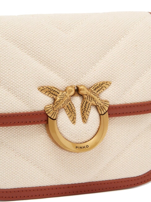 LOVE BOX BAG Borsa mini in canvas a tracolla beige/marrone-antique gold - Borse Donna