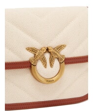 PINKO LOVE BOX BAG Borsa mini in canvas a tracolla beige/marrone-antique gold - Borse Donna - 3