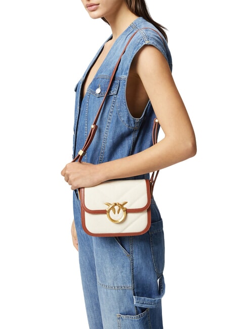 LOVE BOX BAG Borsa mini in canvas a tracolla beige/marrone-antique gold - Borse Donna