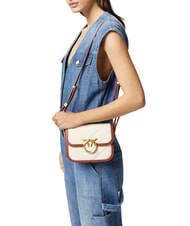 PINKO LOVE BOX BAG Borsa mini in canvas a tracolla beige/marrone-antique gold - Borse Donna - 6