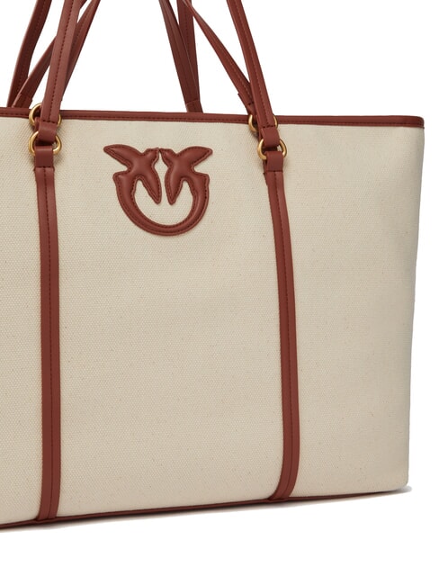 MIRANDA Borsa shopper in canvas con doppi manici mult.beige/cuoio-antique gold - Borse Donna