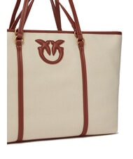 PINKO MIRANDA Borsa shopper in canvas con doppi manici mult.beige/cuoio-antique gold - Borse Donna - 3