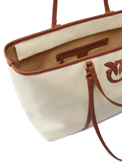 MIRANDA Borsa shopper in canvas con doppi manici mult.beige/cuoio-antique gold - Borse Donna