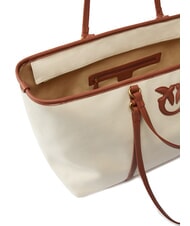 PINKO MIRANDA Borsa shopper in canvas con doppi manici mult.beige/cuoio-antique gold - Borse Donna - 4