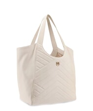 PINKO PUZZLE Borsa a spalla in pelle impunturata bianco seta-antique gold - Borse Donna - 2