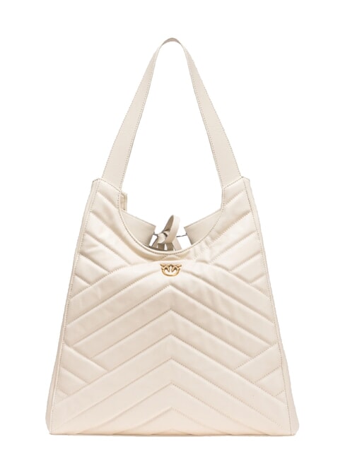 PUZZLE Borsa a spalla in pelle impunturata bianco seta-antique gold - Borse Donna