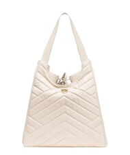 PINKO PUZZLE Borsa a spalla in pelle impunturata bianco seta-antique gold - Borse Donna - 3