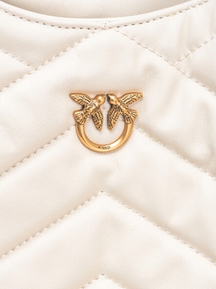 PUZZLE Borsa a spalla in pelle impunturata bianco seta-antique gold - Borse Donna