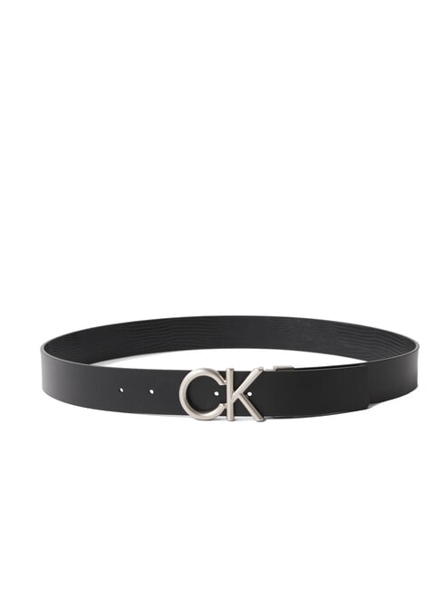 CK HALLMARK LOGO Cintura in pelle stampa lucertolina black / pewter - Cinture