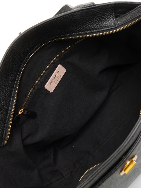 LIYA Borsa a spalla in pelle martellata Nero - Borse Donna