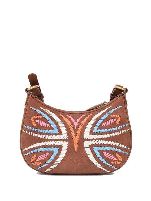 HALF MOON Borsa a tracolla in pelle suede marrone - leone-antique gold - Borse Donna