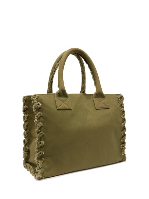 BEACH Borsa shopping in canvas riciclato oliva gotico-antique gold - Borse Donna