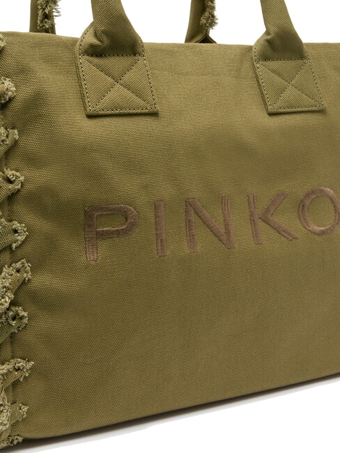 BEACH Borsa shopping in canvas riciclato oliva gotico-antique gold - Borse Donna