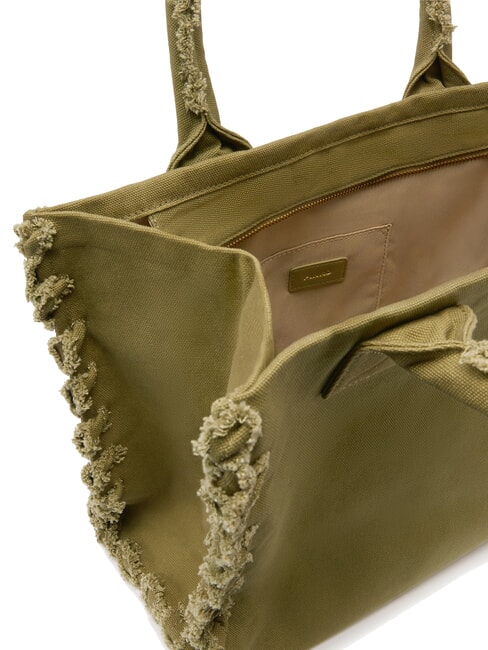 BEACH Borsa shopping in canvas riciclato oliva gotico-antique gold - Borse Donna