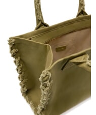 PINKO BEACH Borsa shopping in canvas riciclato oliva gotico-antique gold - Borse Donna - 4