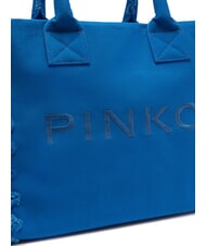 PINKO BEACH Borsa shopping in canvas riciclato blu-astro blu ch.-antique gold - Borse Donna - 3