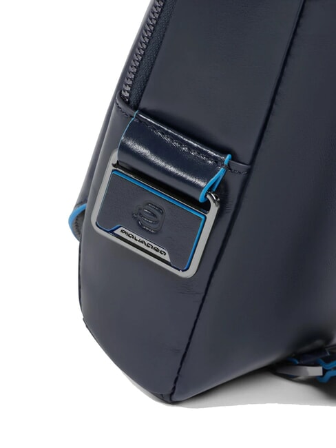 BLUE SQUARE Zaino borsello monospalla in pelle blu - Tracolle Uomo