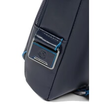 PIQUADRO BLUE SQUARE Zaino borsello monospalla in pelle blu - Tracolle Uomo - 4