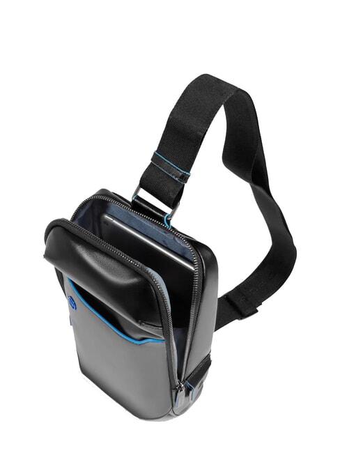 BLUE SQUARE Zaino borsello monospalla in pelle Nero - Tracolle Uomo