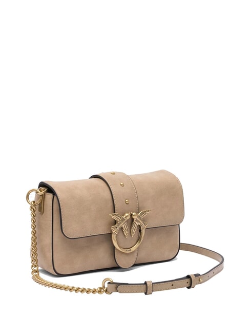 LOVE ONE MINI Mini Bag a tracolla, in pelle beige-grigio fumo-antique gold - Borse Donna