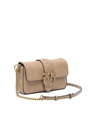 PINKO LOVE ONE MINI Mini Bag a tracolla, in pelle beige-grigio fumo-antique gold - Borse Donna - 3