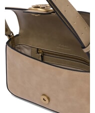 PINKO LOVE ONE MINI Mini Bag a tracolla, in pelle beige-grigio fumo-antique gold - Borse Donna - 5