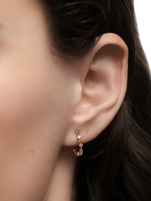 COLOR LOTUS MINI Orecchini a cerchio piccoli con pietre oro - Orecchini