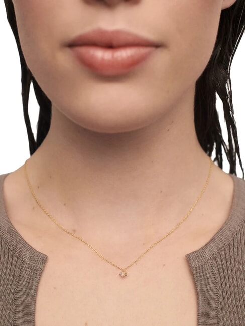 COLOR GREY FLEUR Collana ciondolo con zircone e griffe oro - Collane